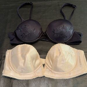 Bra Bundle, 1-Playtex Black & 1-Carnival Strapless Cream, Size 36B, EUC